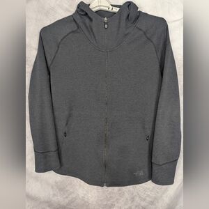 The North Face Large Full Zip Jacket Black With Mock Collar Front Zipper Pockets